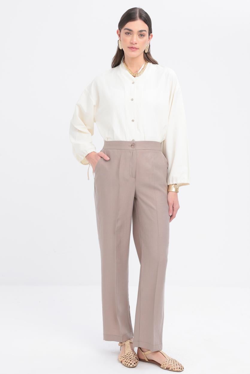 Mink-Pocket Tube Leg Trousers