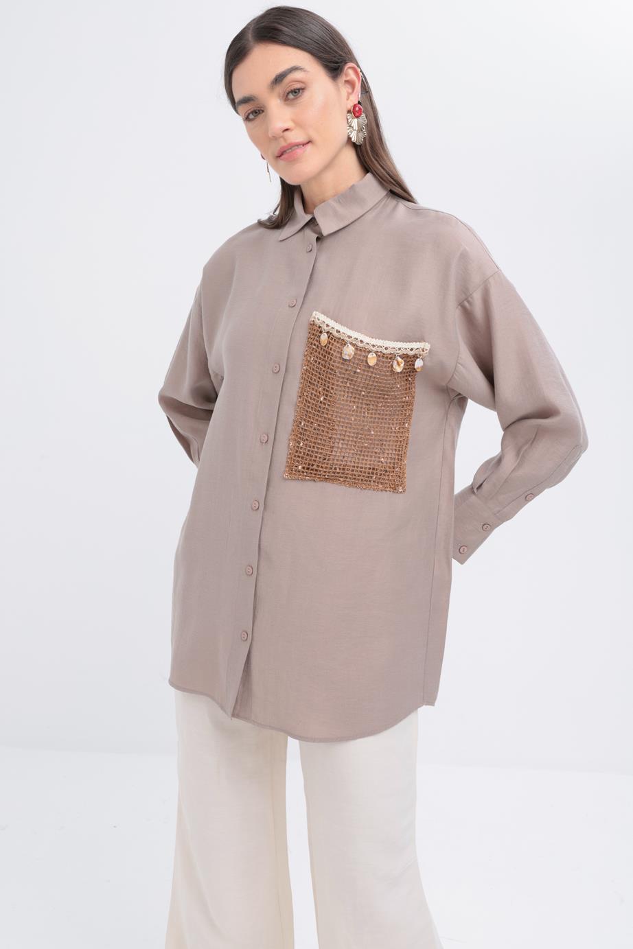 Mink-Shirt Pocket Detailed Shirt Tunic