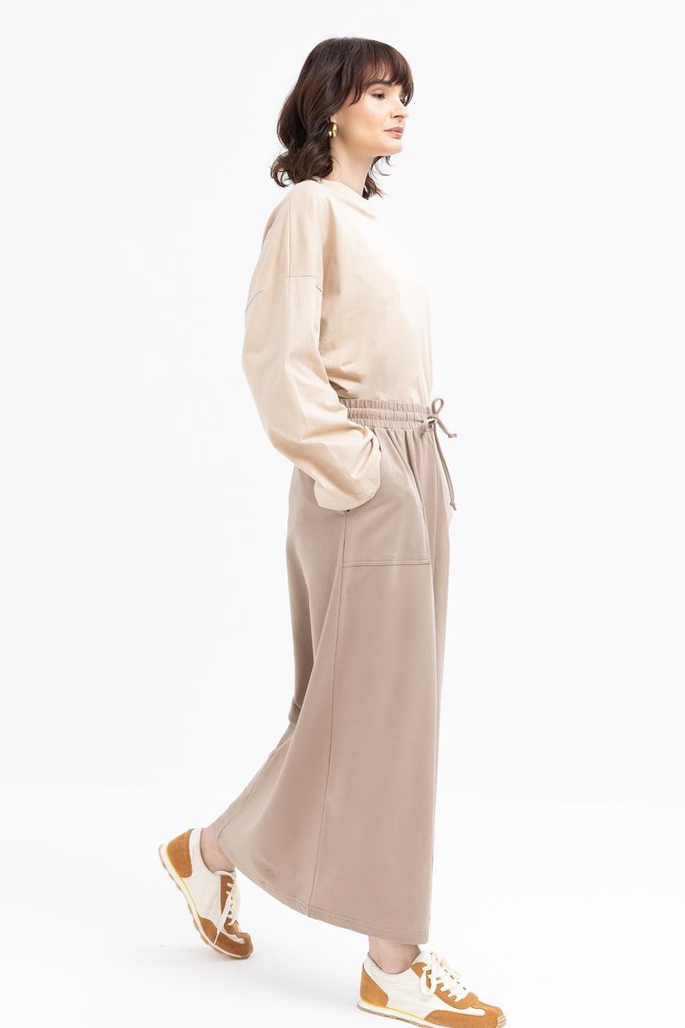 Vizon-Pamuklu İki Cepli Etek