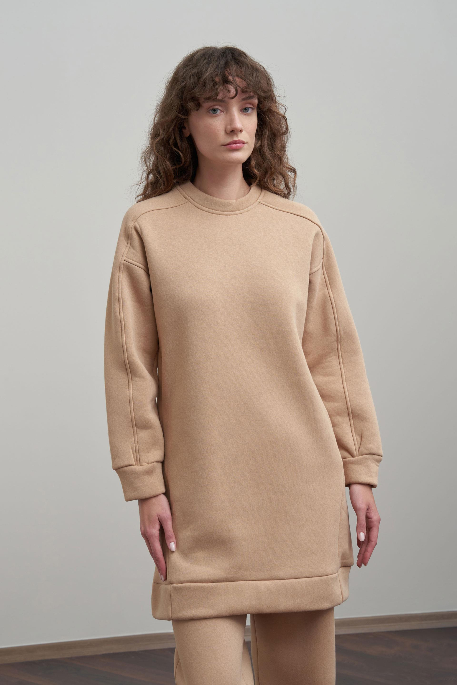 Vizon-Pamuklu Uzun Kollu Sweatshirt