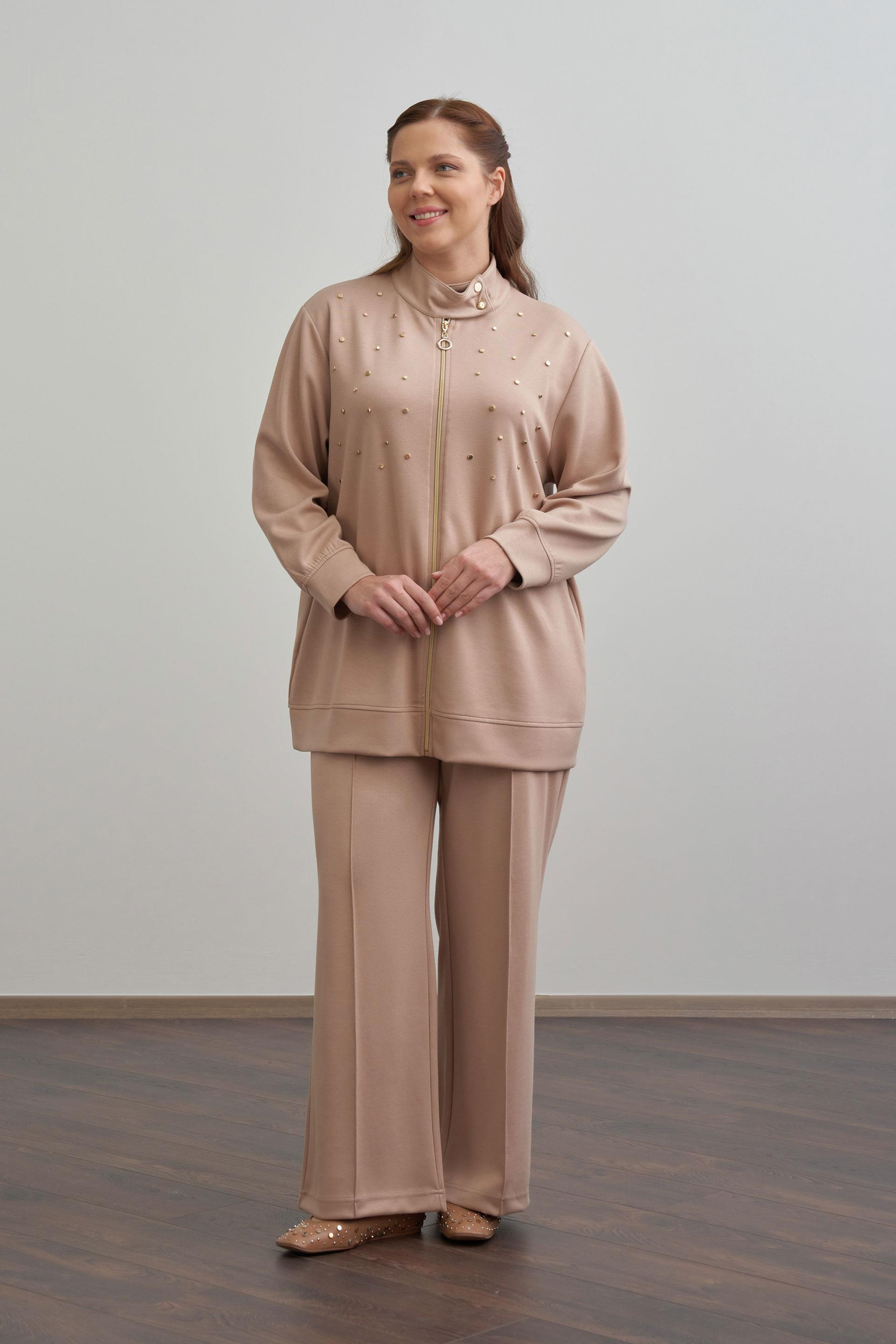 Vizon-Yumuşak Dokulu Büyük Beden Droplu Eşofman Takımı