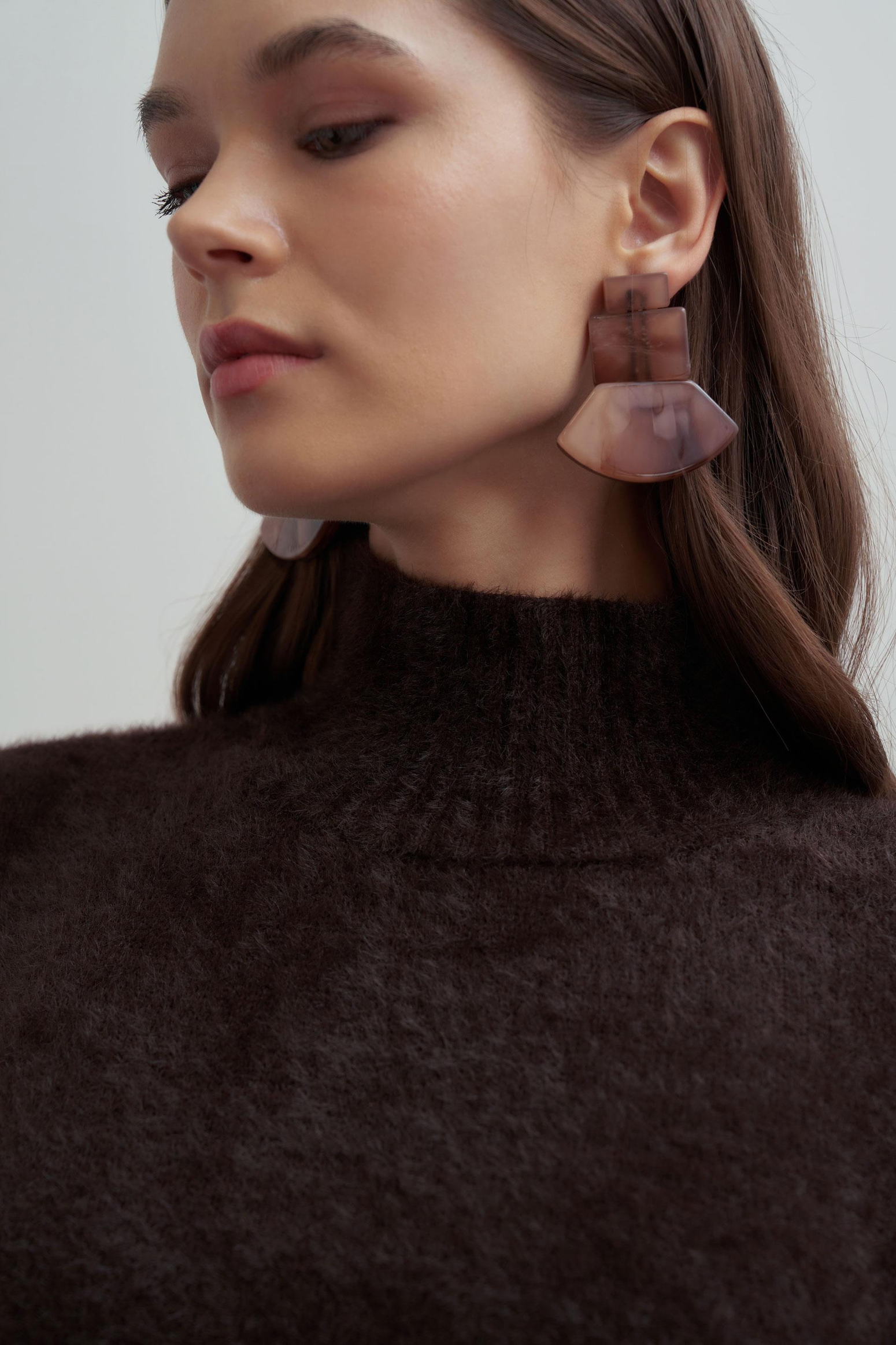 Acı Kahve-Balıkçı Yaka Sakal İplik Triko Kazak