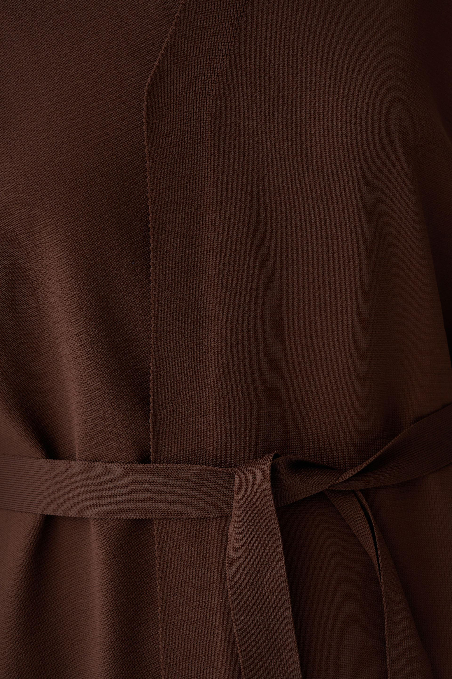 Acı Kahve-Belden Baglamalı Triko Pantolonlu Takım