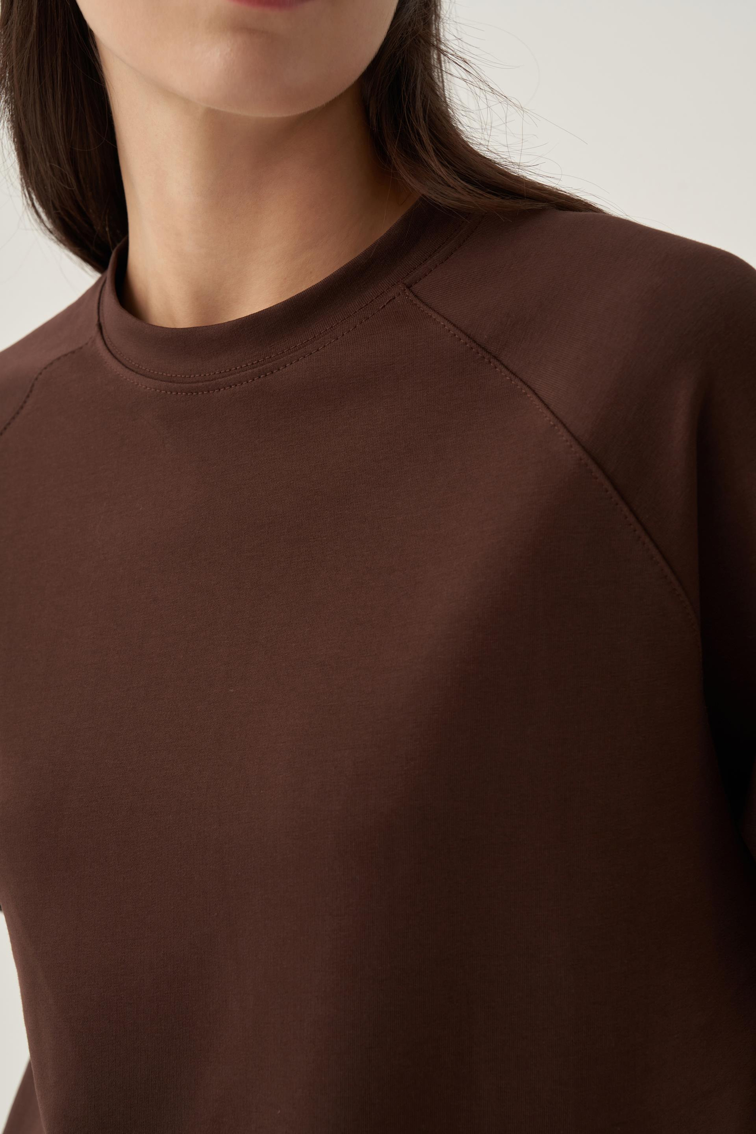 Acı Kahve-Bisiklet Yaka Reglan Kol Sweatshirt