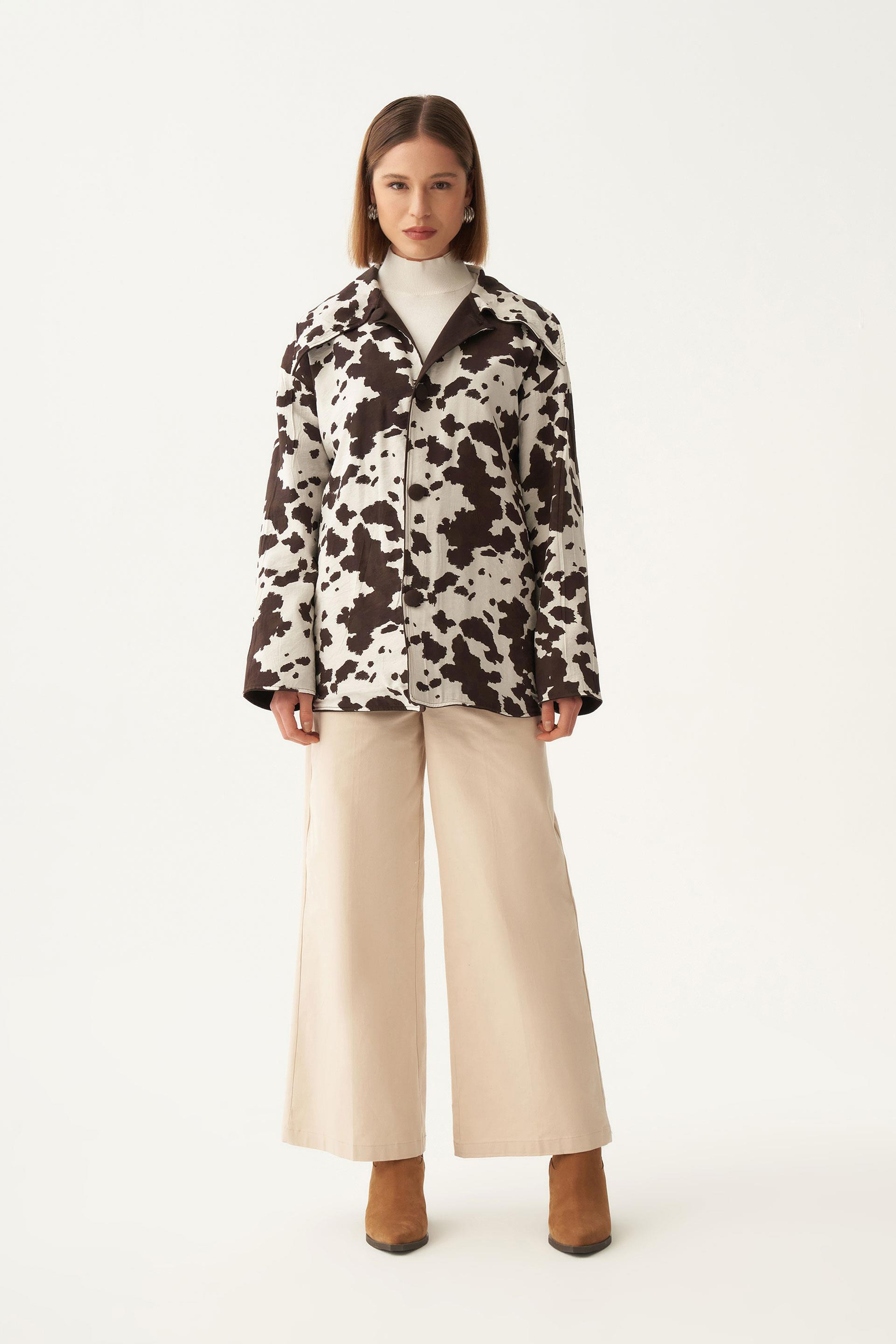 Acı Kahve-Çift Yönlü Gabardin Kapitone Ceket