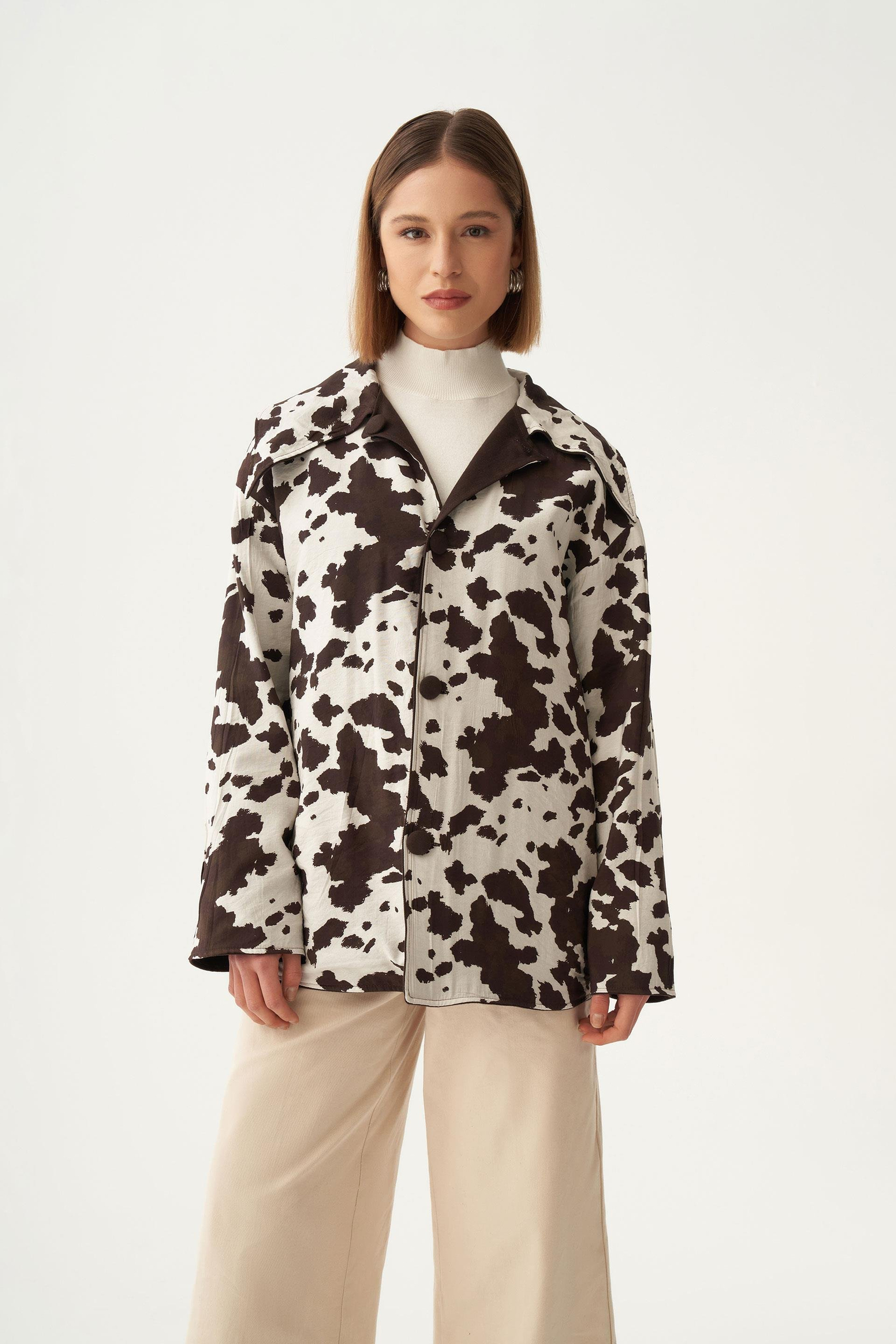 Acı Kahve-Çift Yönlü Gabardin Kapitone Ceket