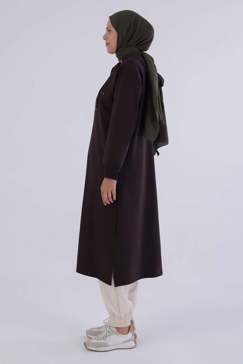 Acı Kahve-Decigive Nakışlı Sweat Hırka
