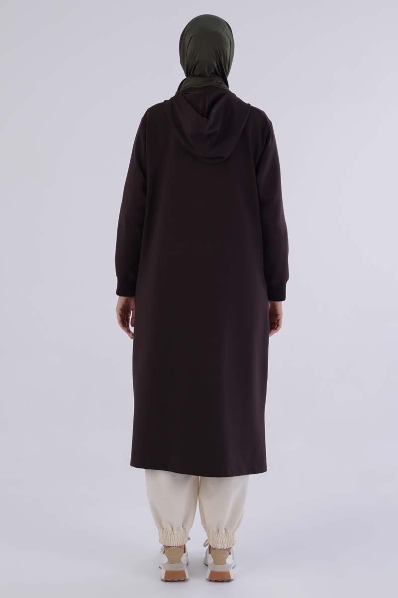 Acı Kahve-Decigive Nakışlı Sweat Hırka