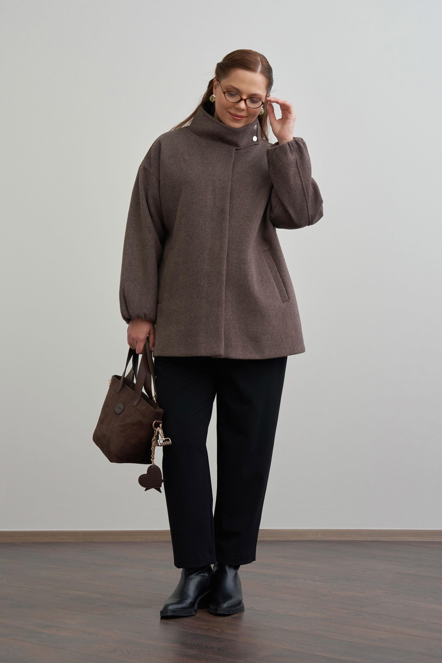 Acı Kahve-Hakim Yakalı Kaşe Kaban