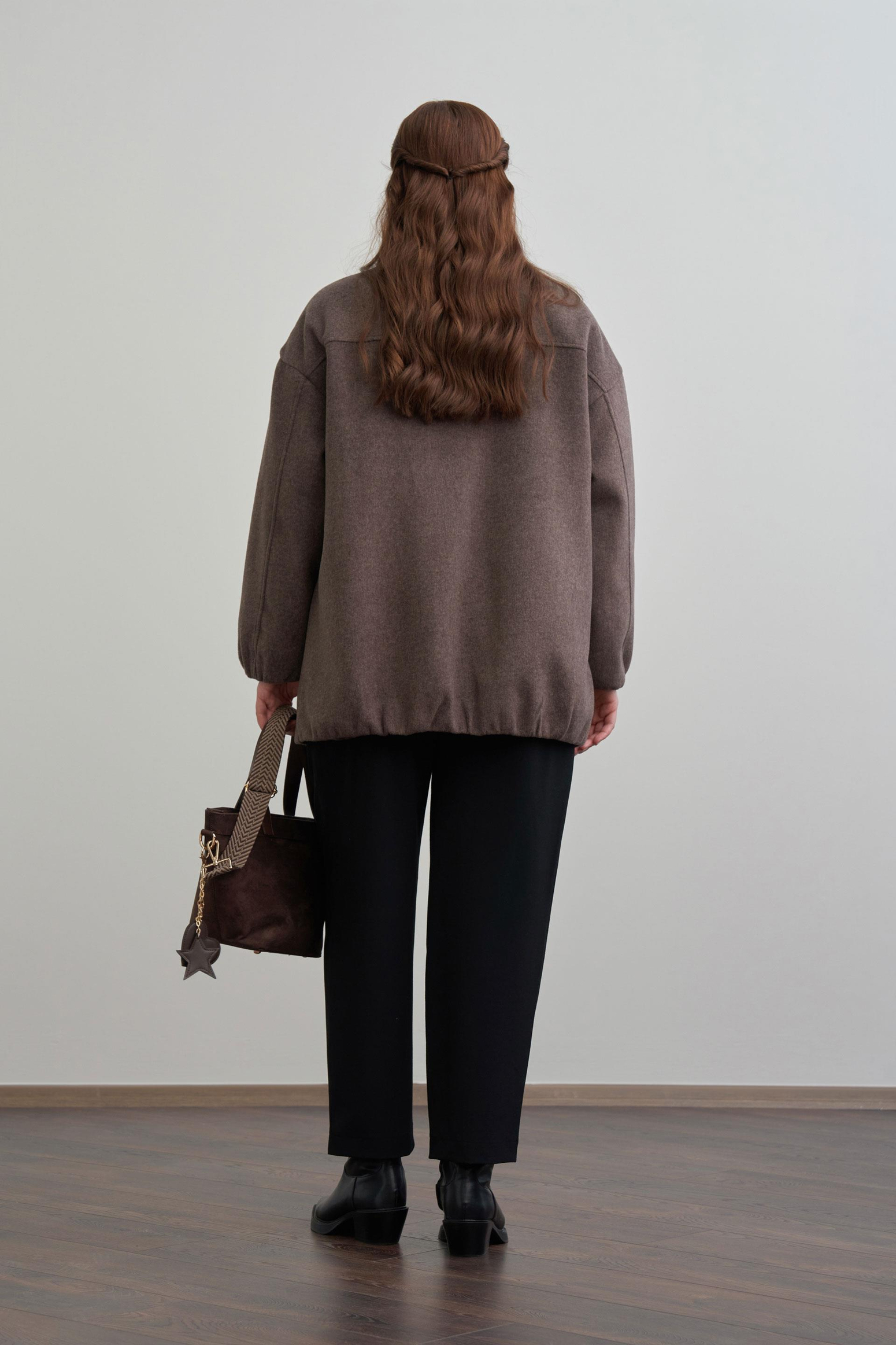 Acı Kahve-Hakim Yakalı Kaşe Kaban