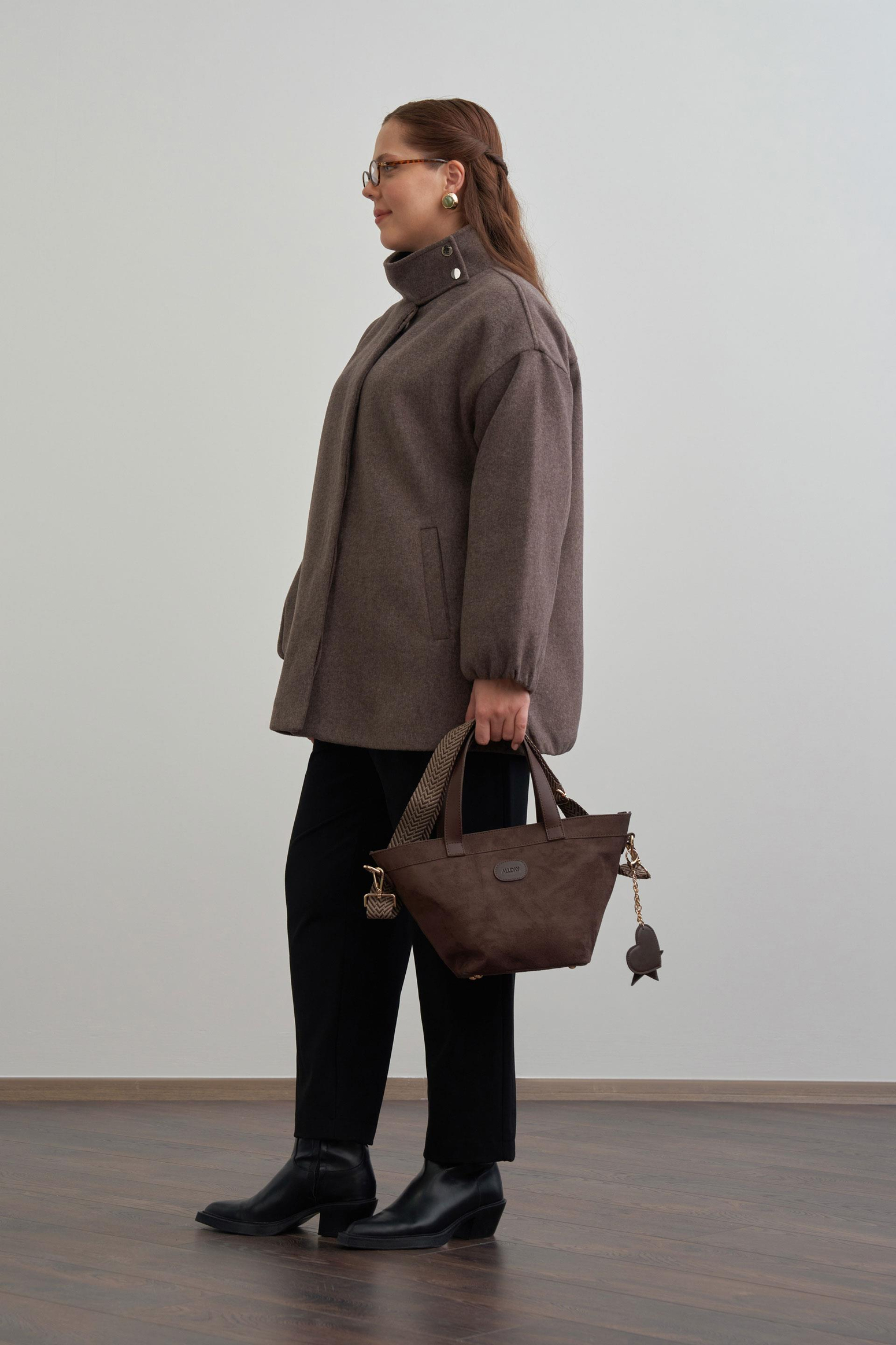 Acı Kahve-Hakim Yakalı Kaşe Kaban