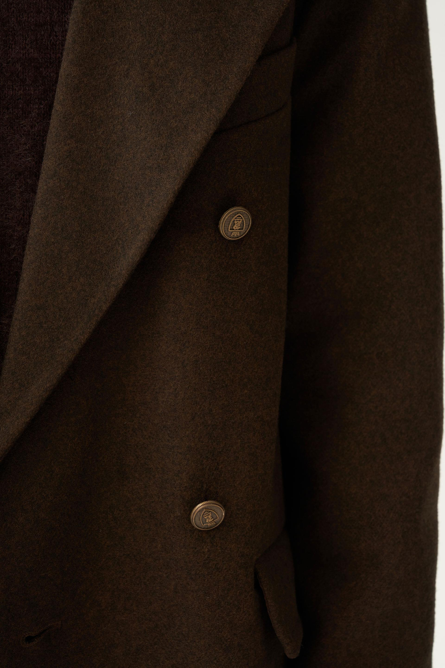 Acı Kahve-Kruvaze Uzun Kaşe Kaban