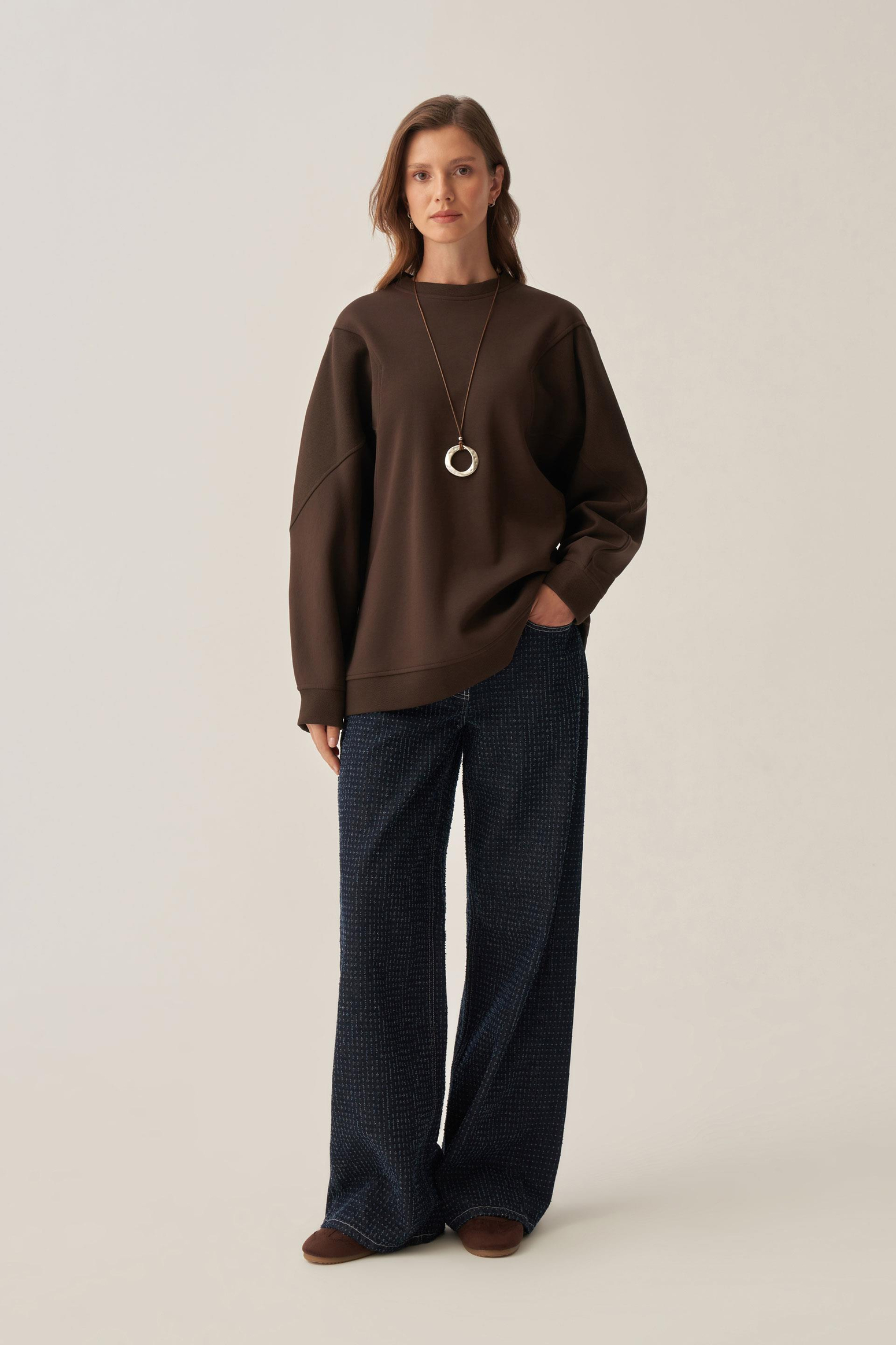 Acı Kahve-Oversize İnterlok Sweat