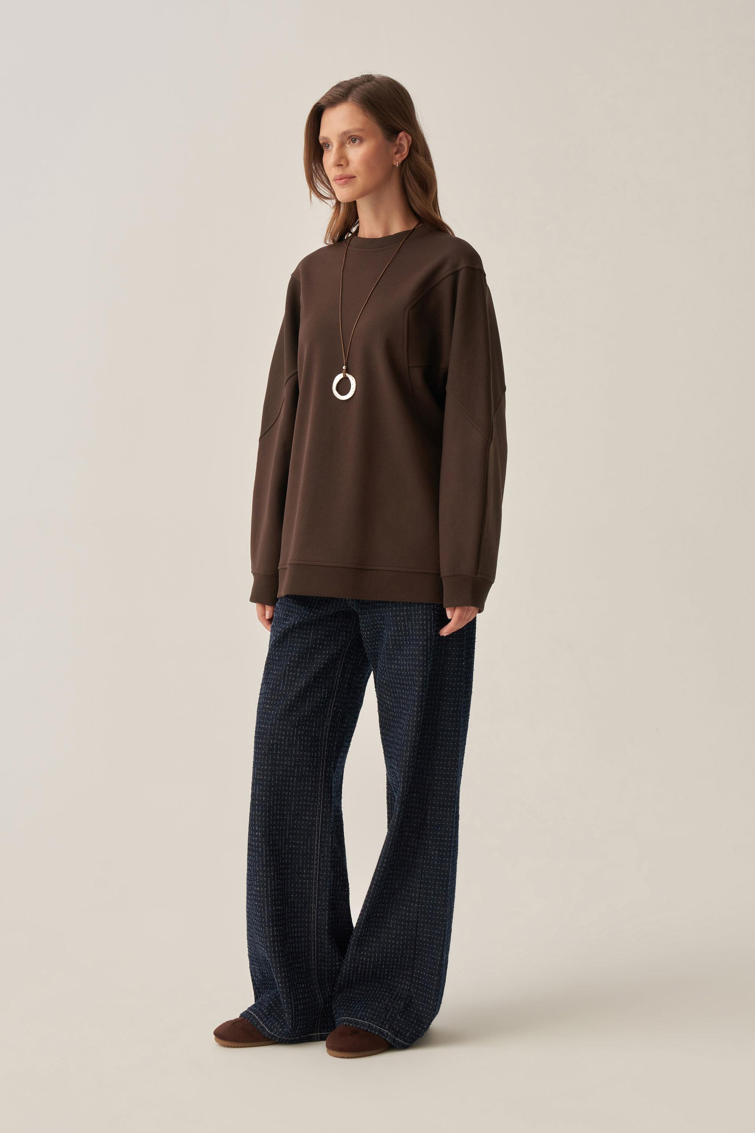 Acı Kahve-Oversize İnterlok Sweat