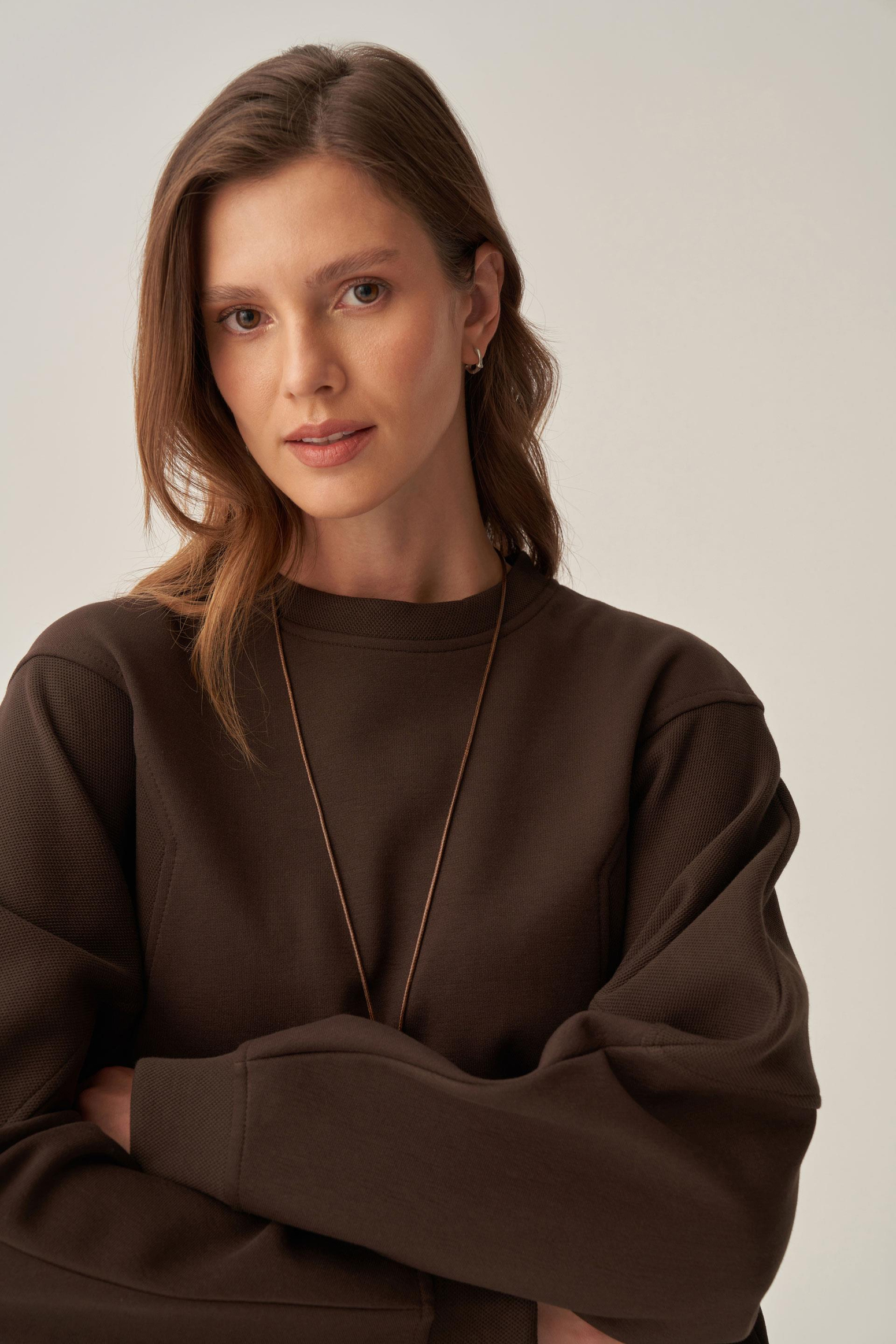 Acı Kahve-Oversize İnterlok Sweat