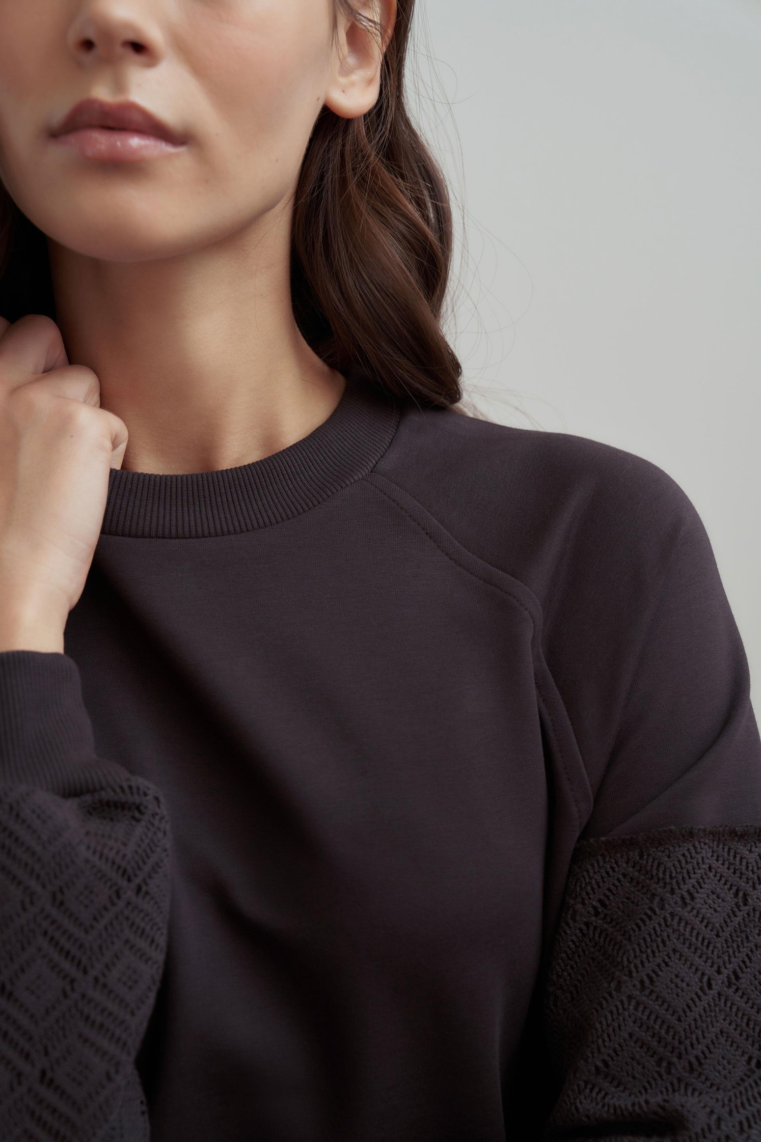 Acı Kahve-Pamuklu Dantel Garnili Eşofman Takımı