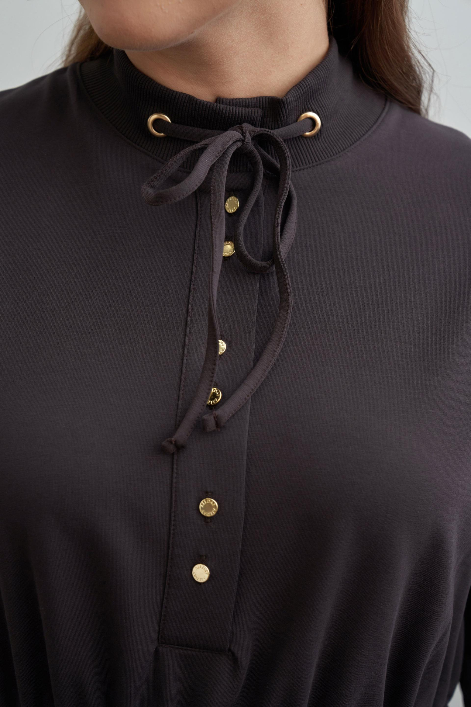 Acı Kahve-Pamuklu Yarım Patlı Elbise