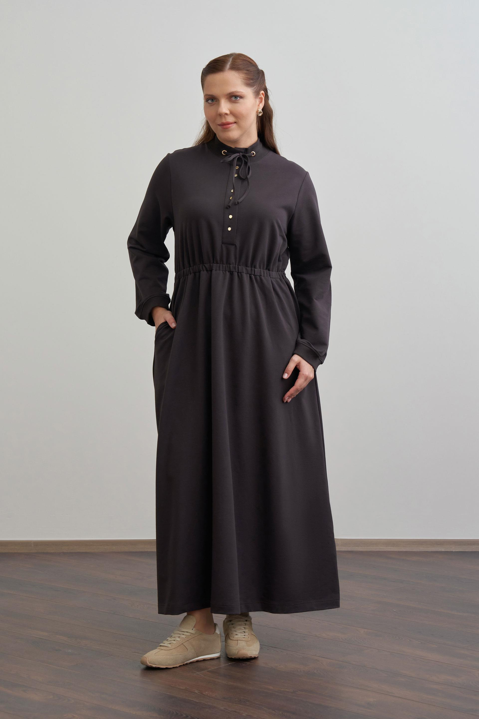 Acı Kahve-Pamuklu Yarım Patlı Elbise