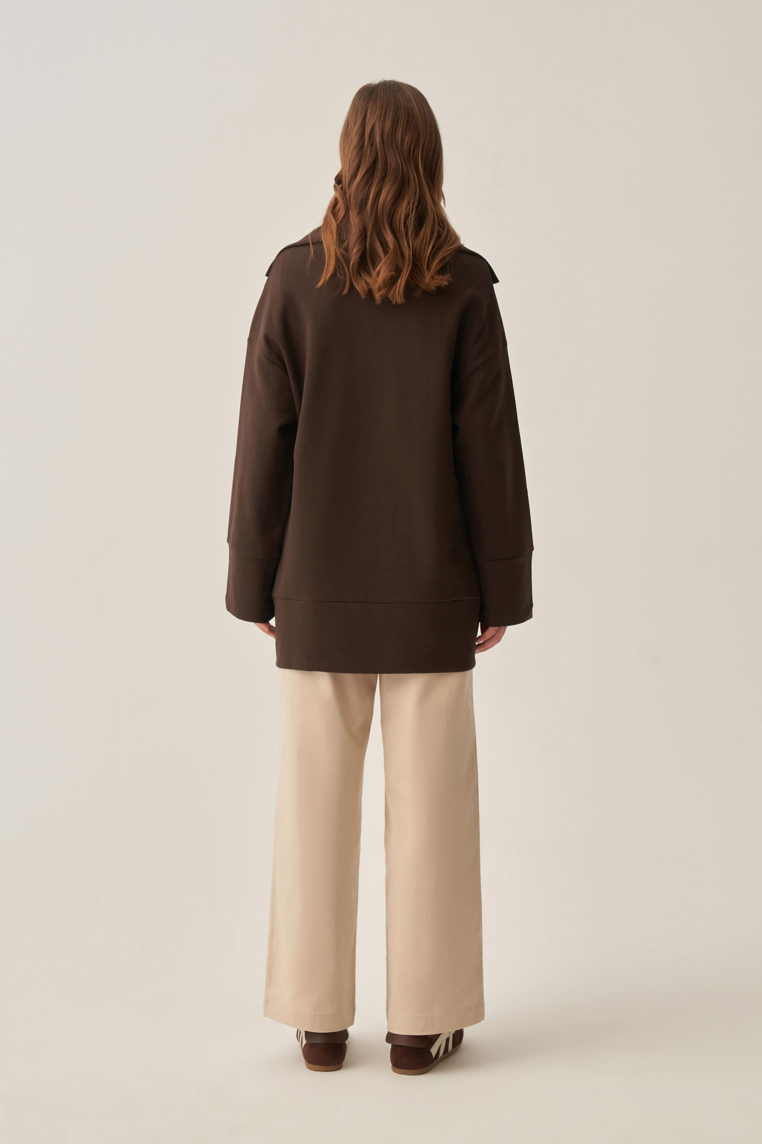 Acı Kahve-Polo Yaka İnterlok Sweatshirt