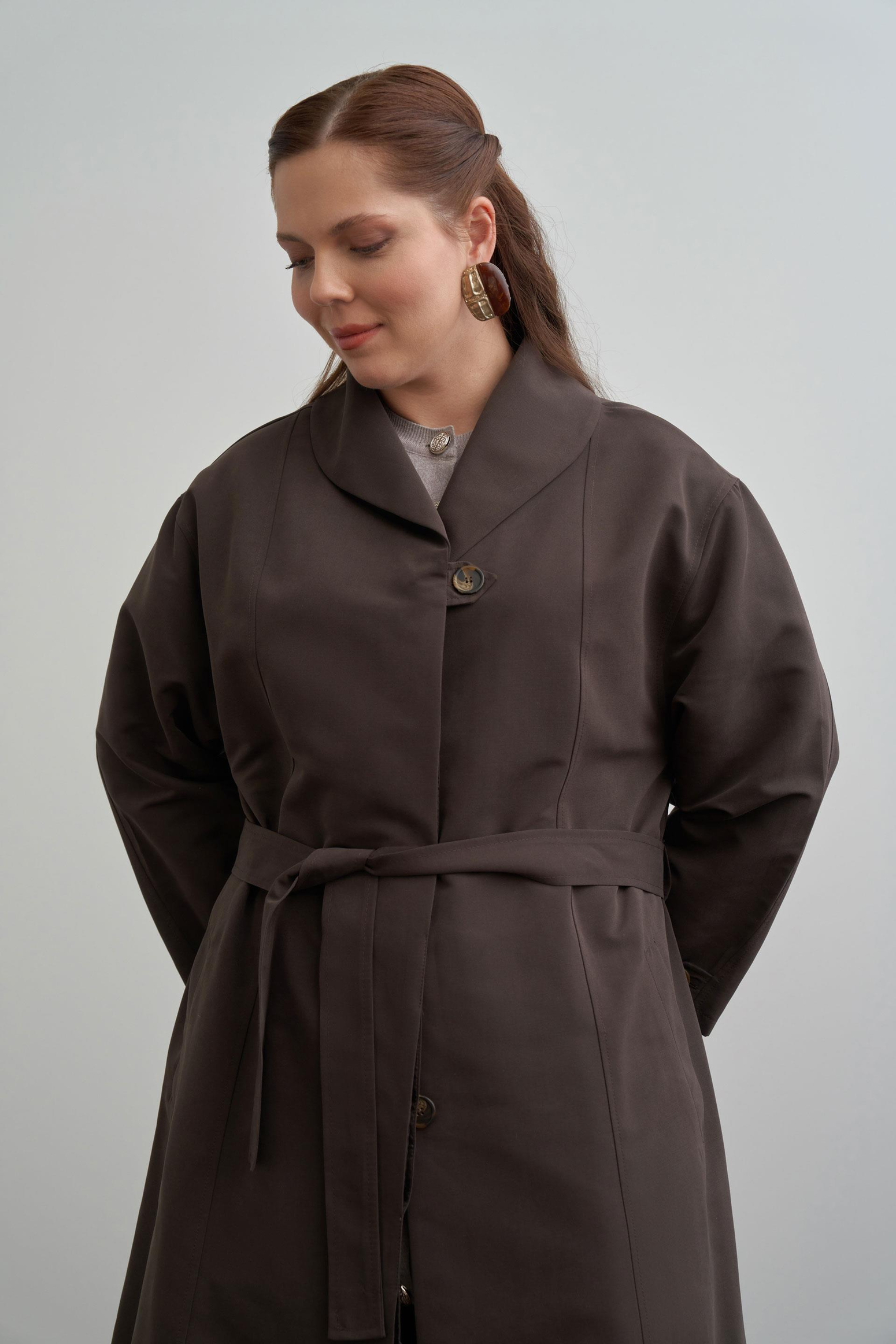 Acı Kahve-Şal Yaka Trençkot