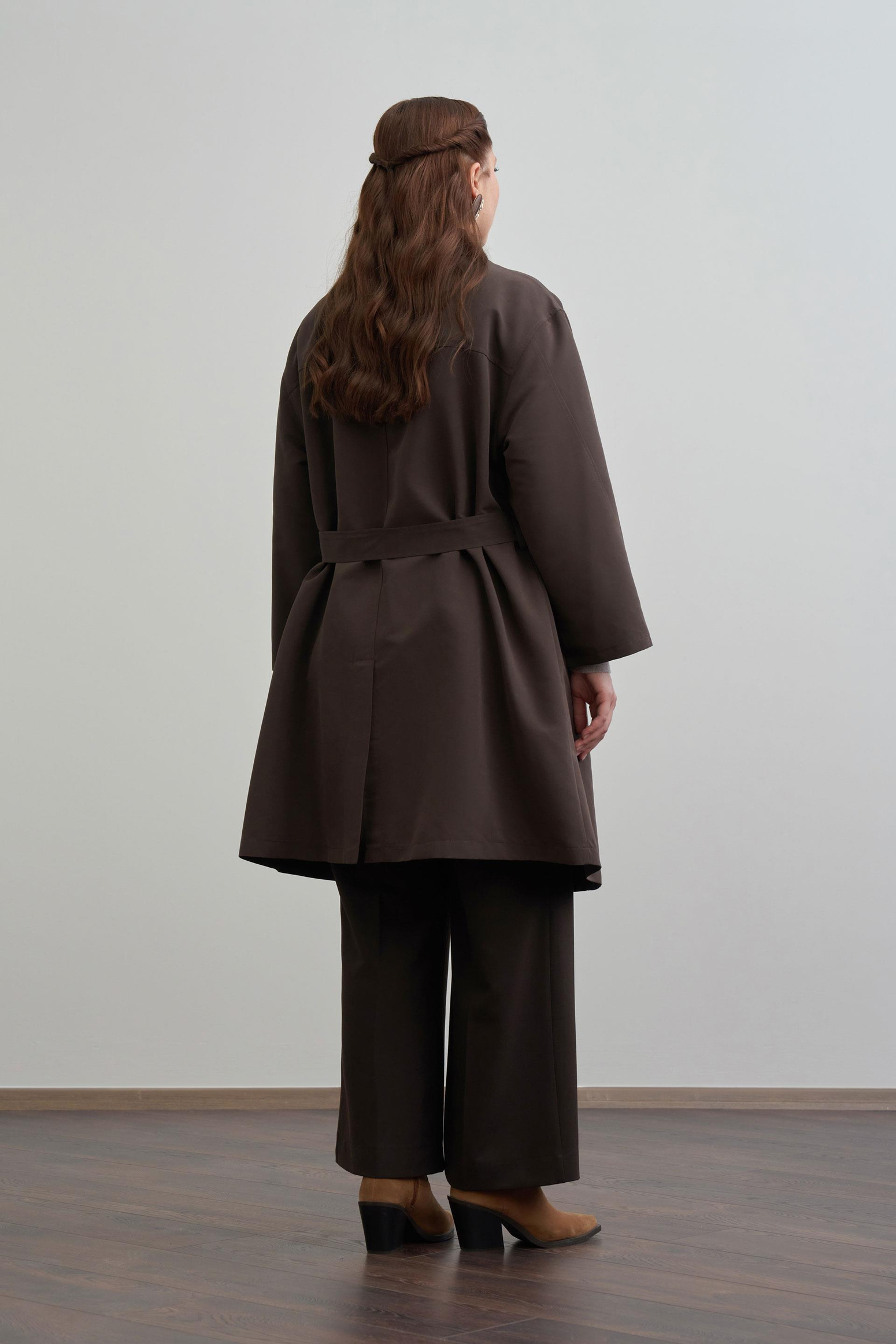 Acı Kahve-Şal Yaka Trençkot