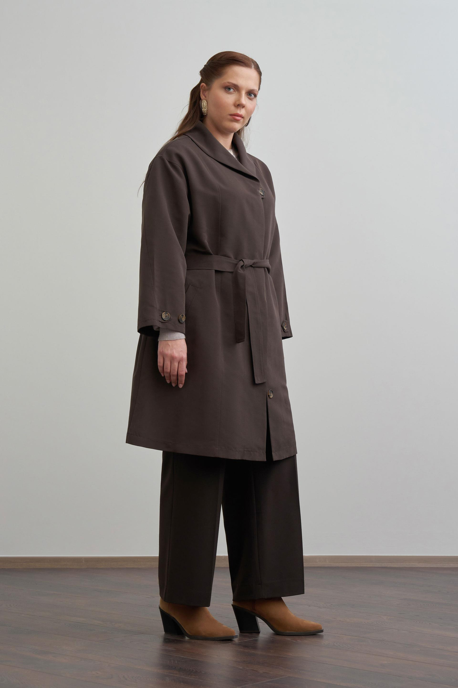 Acı Kahve-Şal Yaka Trençkot