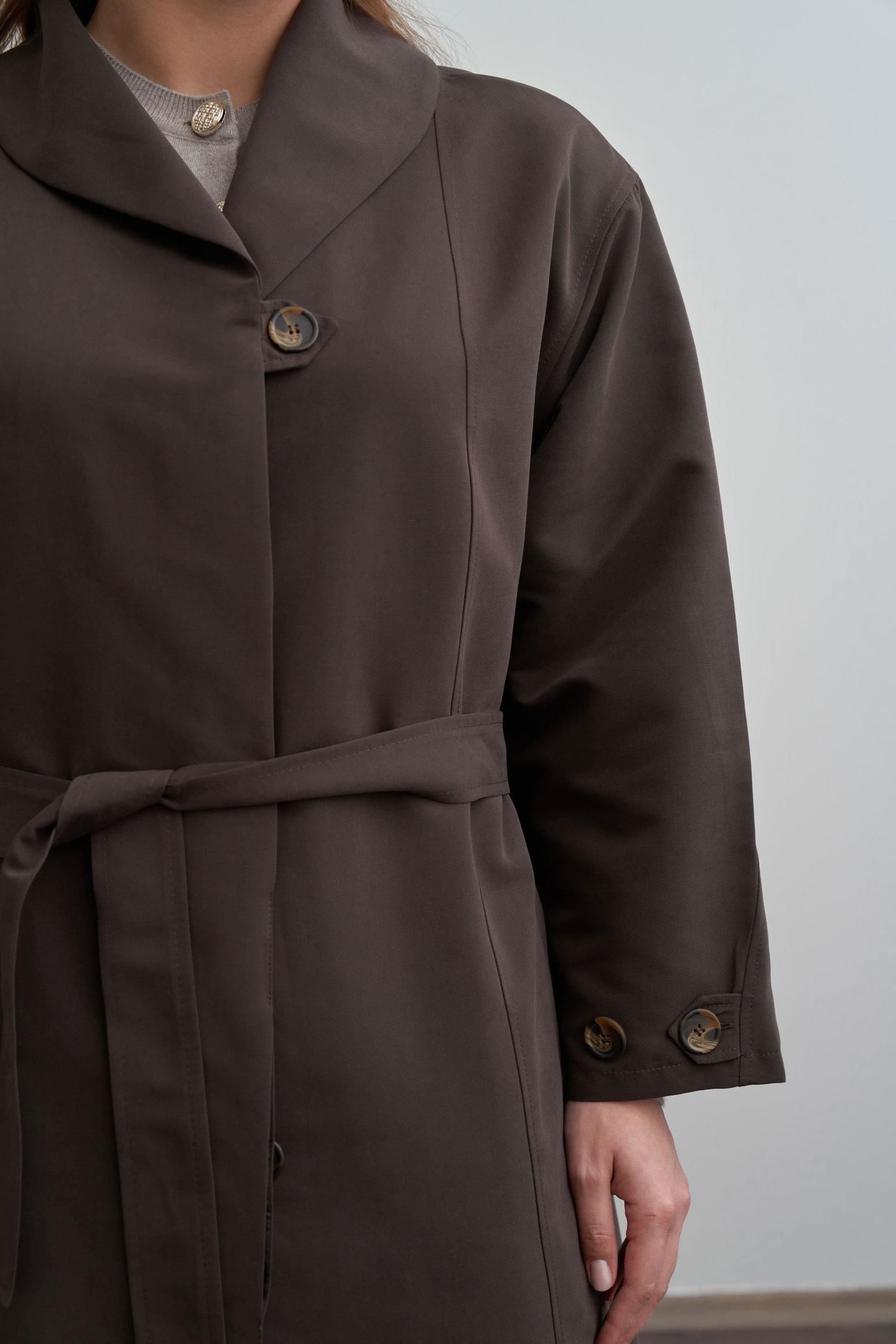 Acı Kahve-Şal Yaka Trençkot