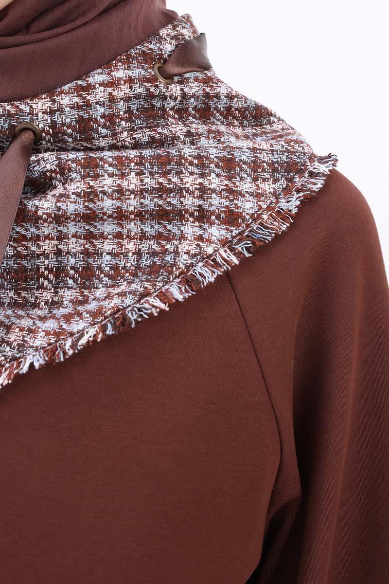 Acı Kahve-Tüvit Garnili Sweat Tunik