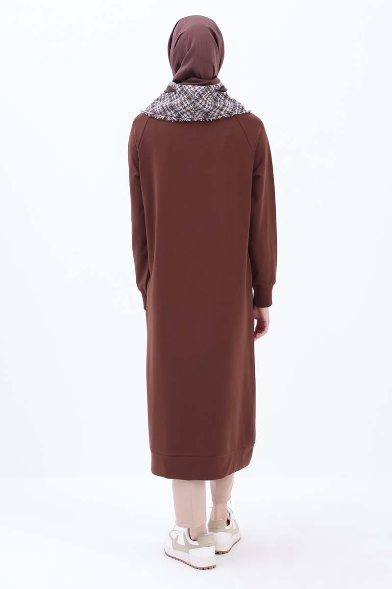 Acı Kahve-Tüvit Garnili Sweat Tunik