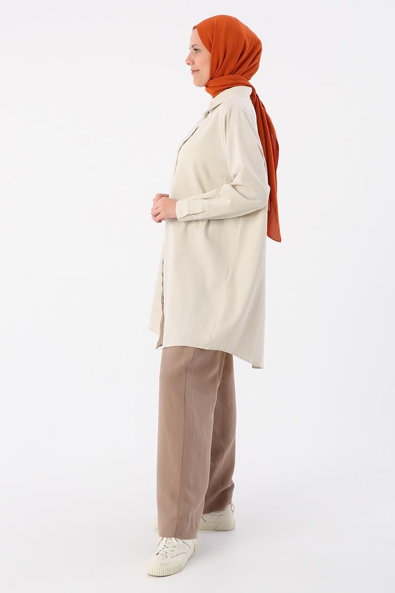 Hellbeige-Plus-Size-Hemdtunika