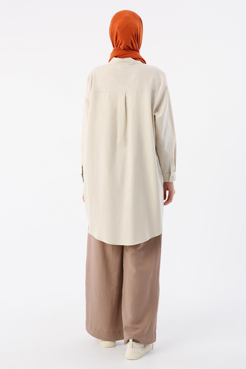 Hellbeige-Plus-Size-Hemdtunika