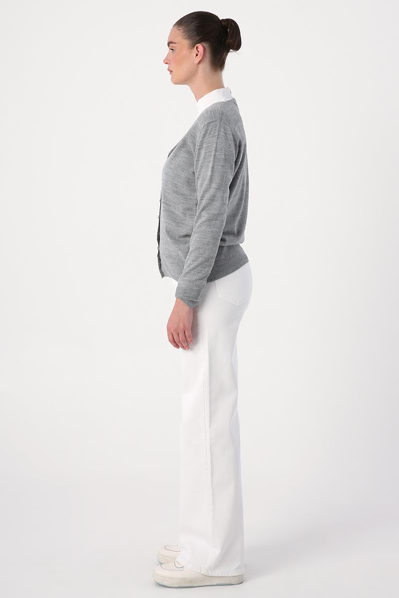 Cardigan en tricot gris clair-court