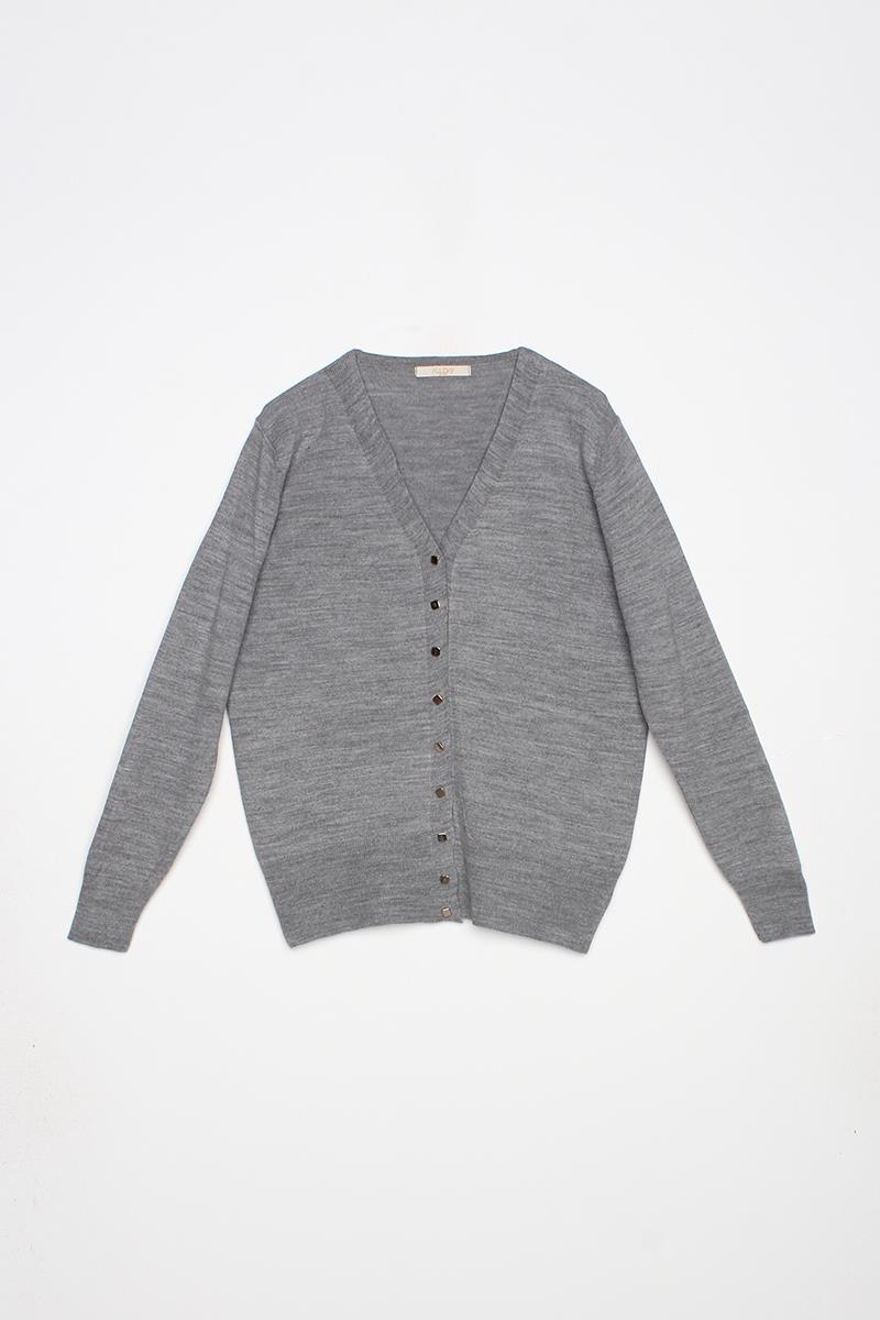 Cardigan en tricot gris clair-court