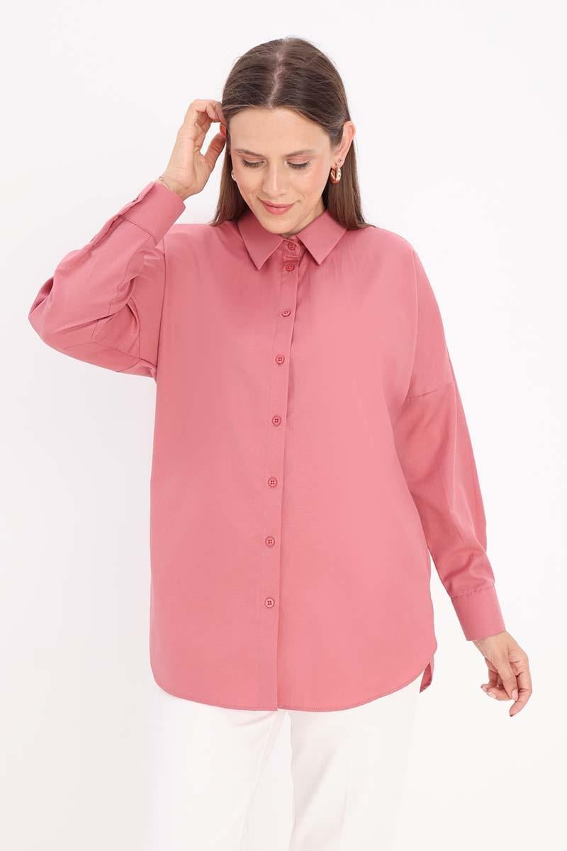 Light Rose-Oversize Basic Shirt