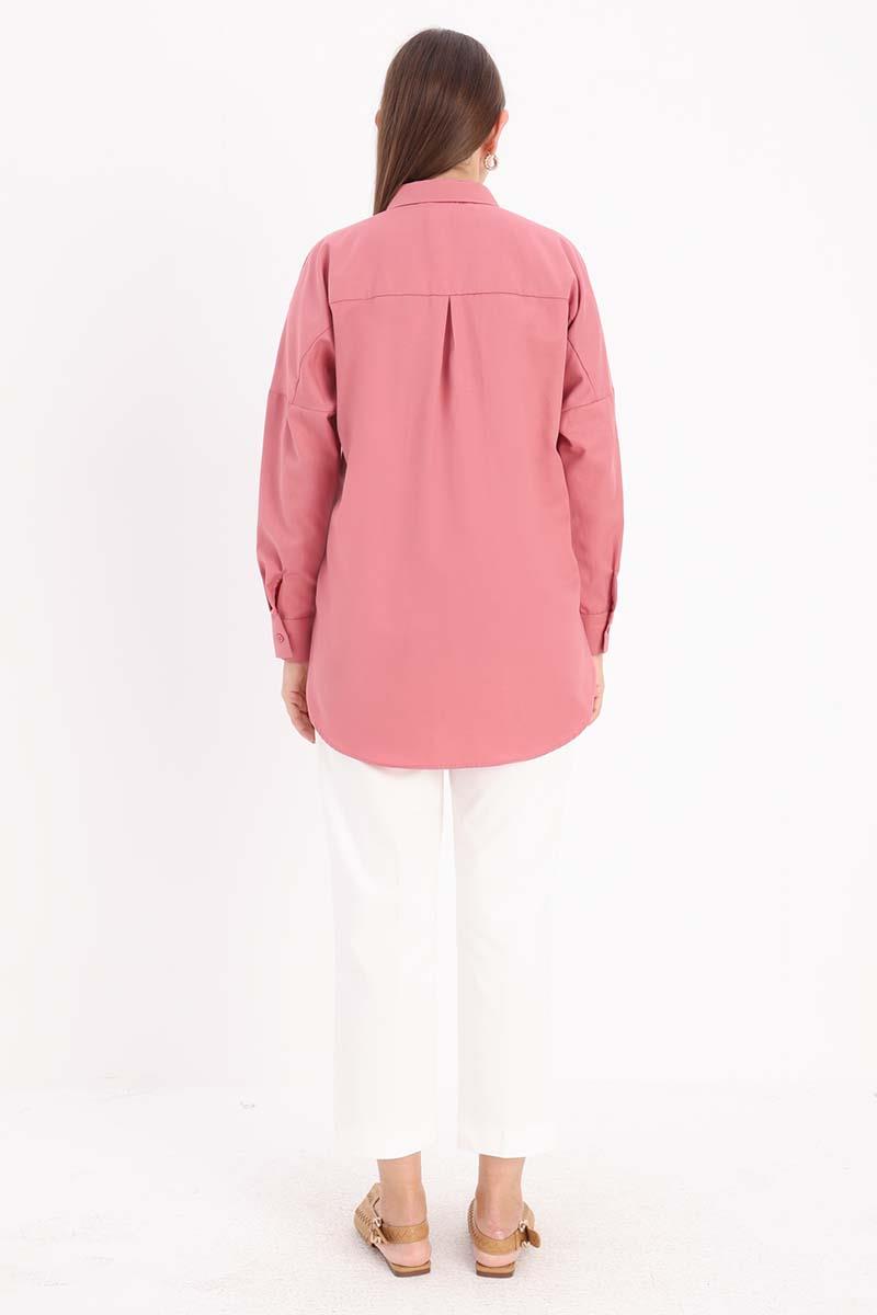Light Rose-Oversize Basic Shirt