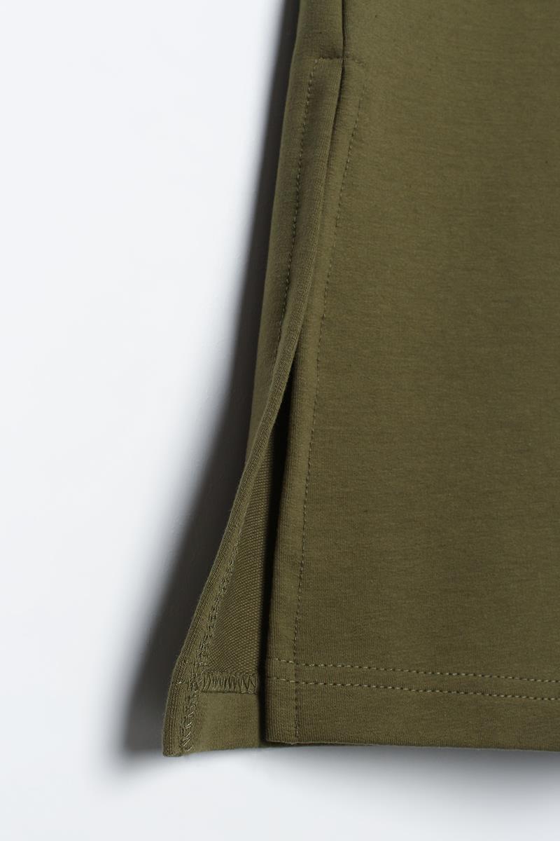 Açık Haki-İki Renkli Kapüşonlu Sweat Tunik