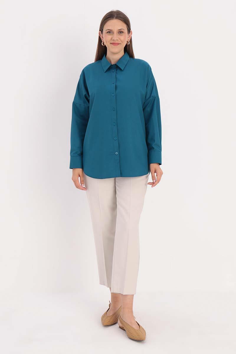Chemise basique oversize pétrole clair