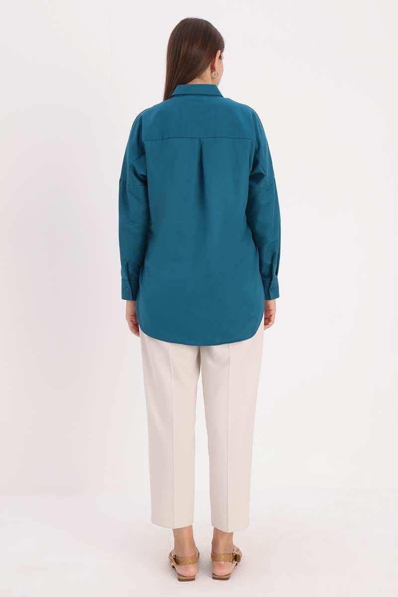 Chemise basique oversize pétrole clair