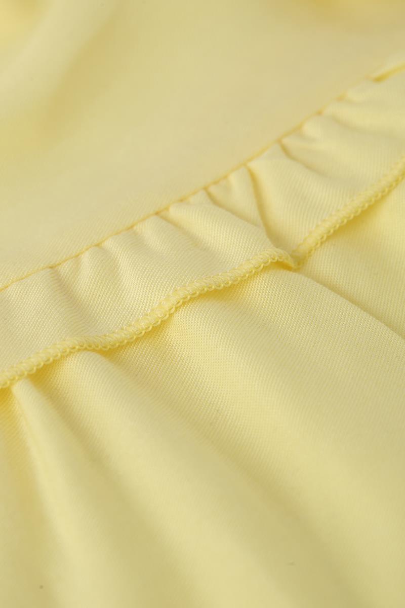 Jupe en viscose à volants à taille élastique jaune clair