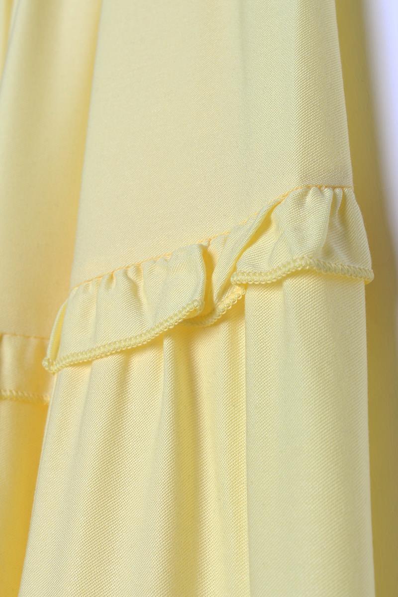 Jupe en viscose à volants à taille élastique jaune clair