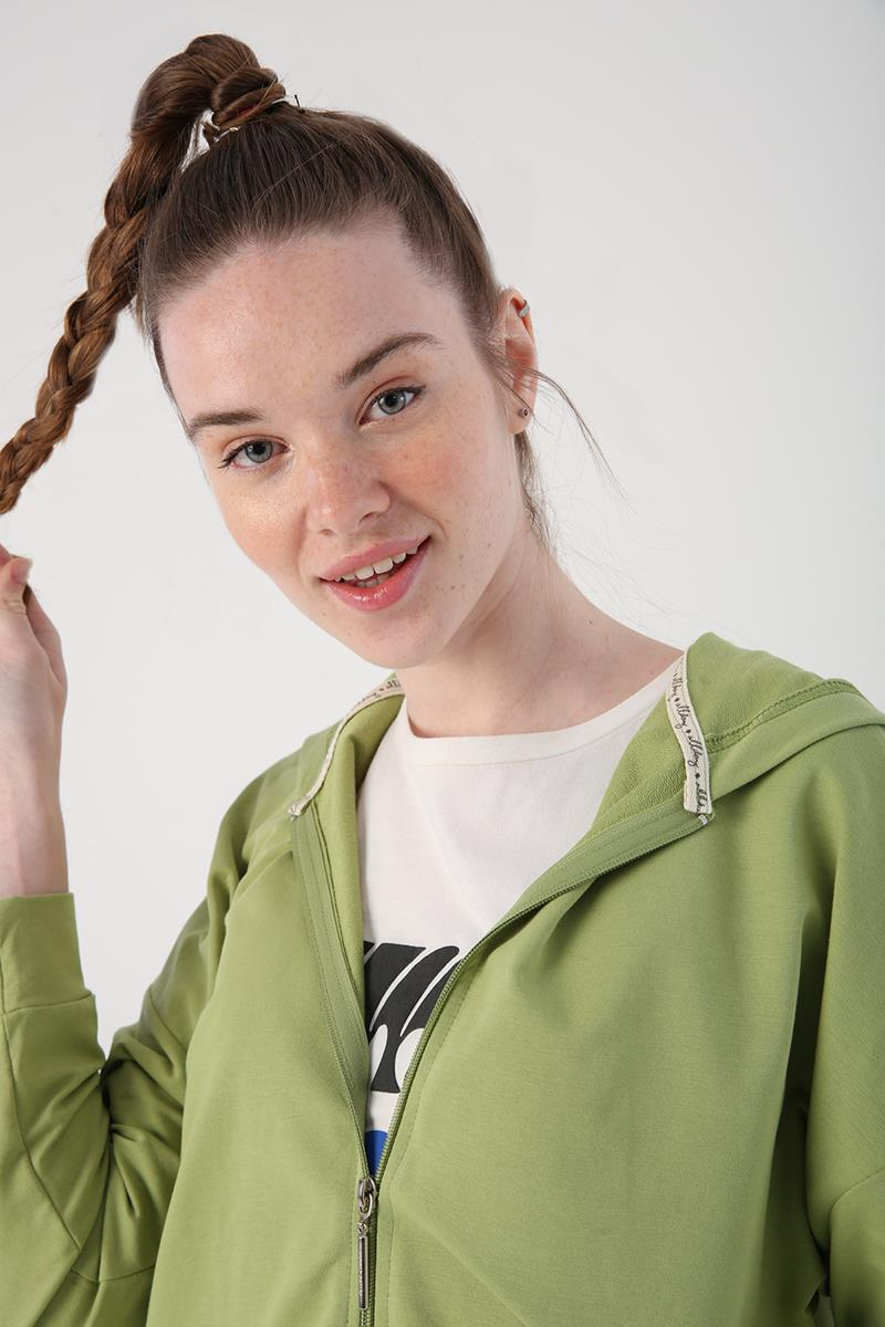 Cardigan sweat à capuche vert clair