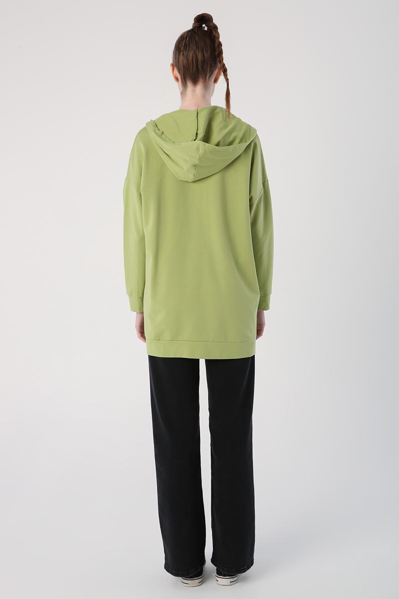 Cardigan sweat à capuche vert clair
