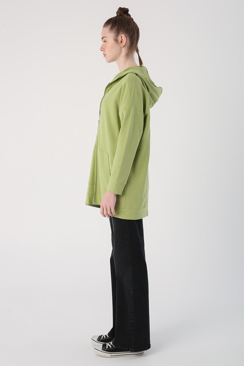 Cardigan sweat à capuche vert clair