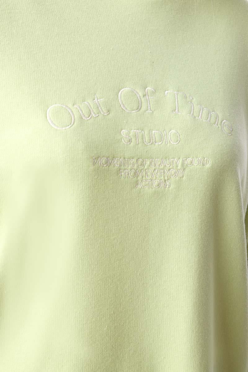 Açık Yeşil-Oversize Nakışlı Sweatshirt