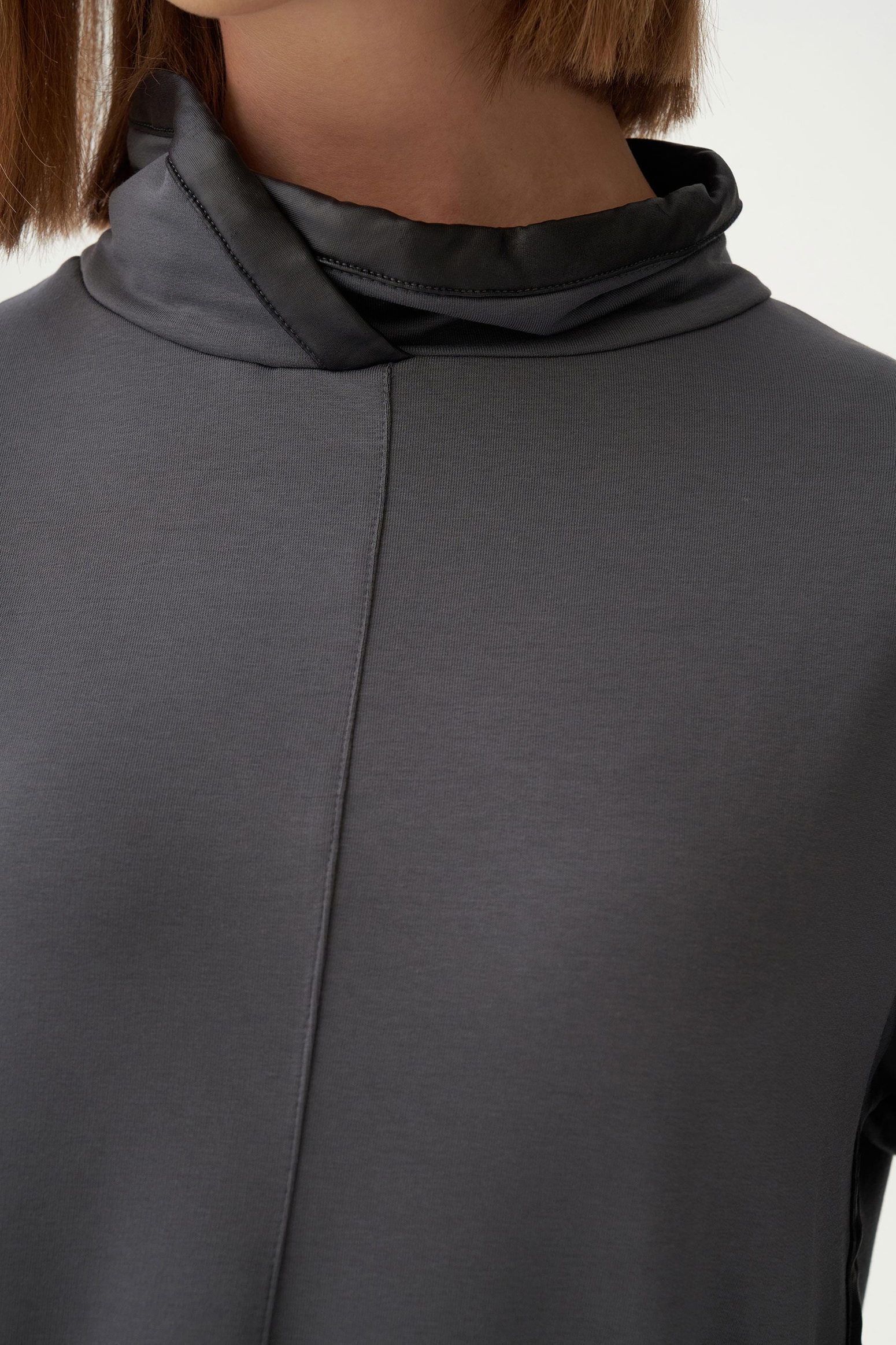 Antrasit-Deri Biyeli Pamuklu Uzun Tunik