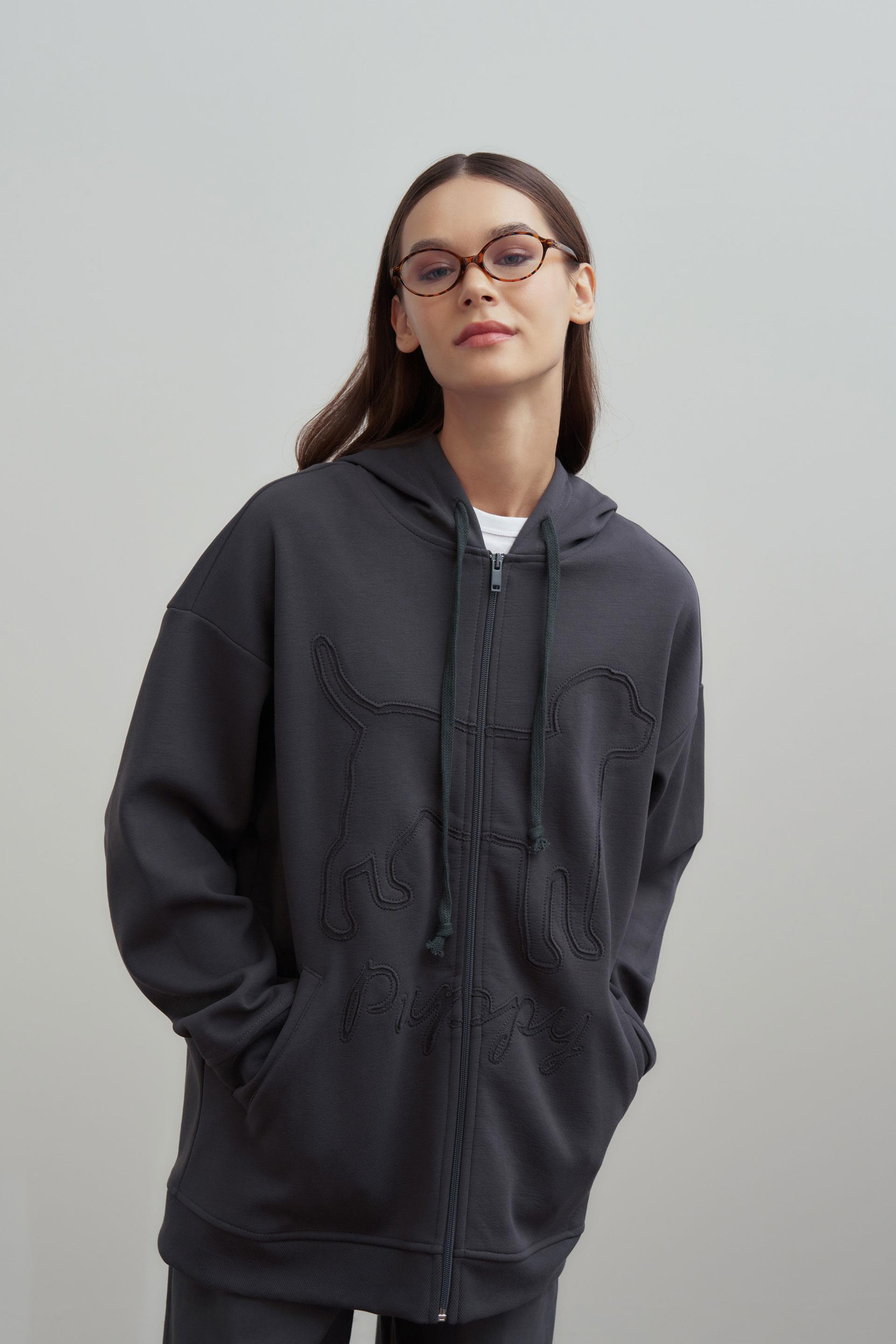 Antrasit-Kanguru Cep Detaylı Sweatshirt