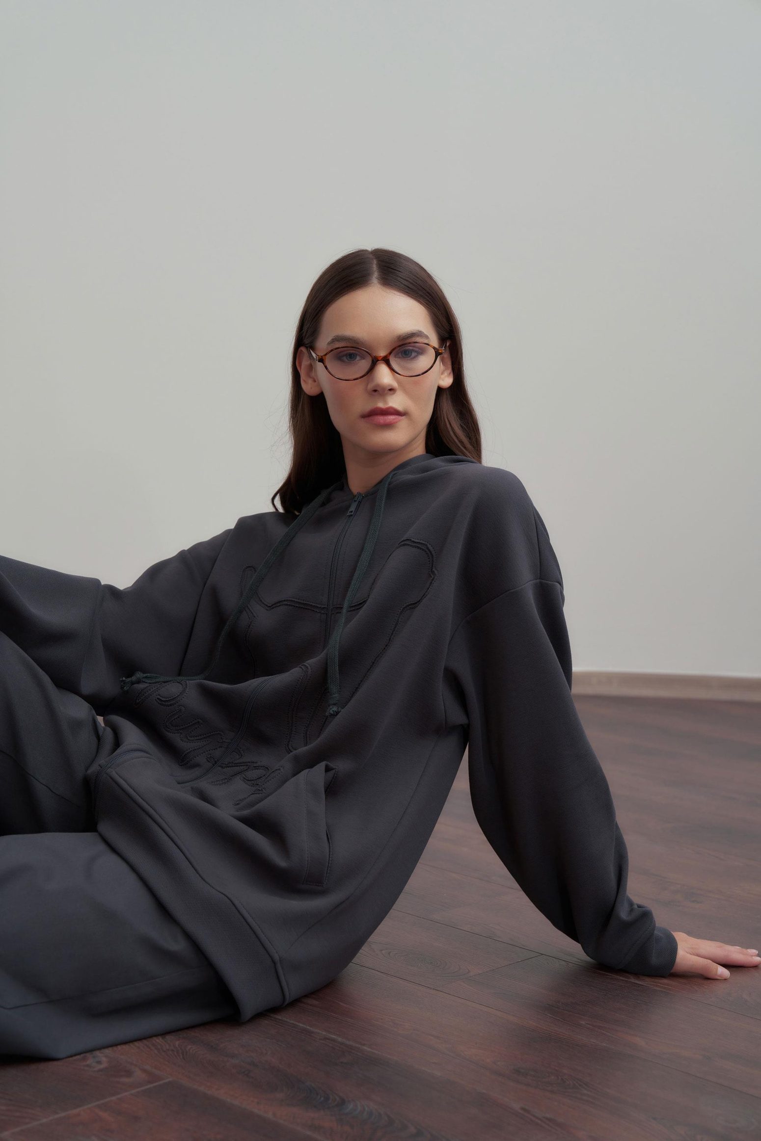 Antrasit-Kanguru Cep Detaylı Sweatshirt