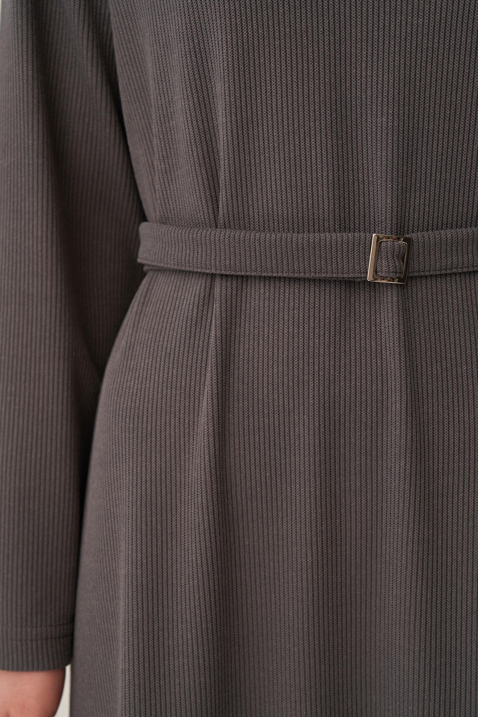 Antrasit-Kemer Tokalı Elbise