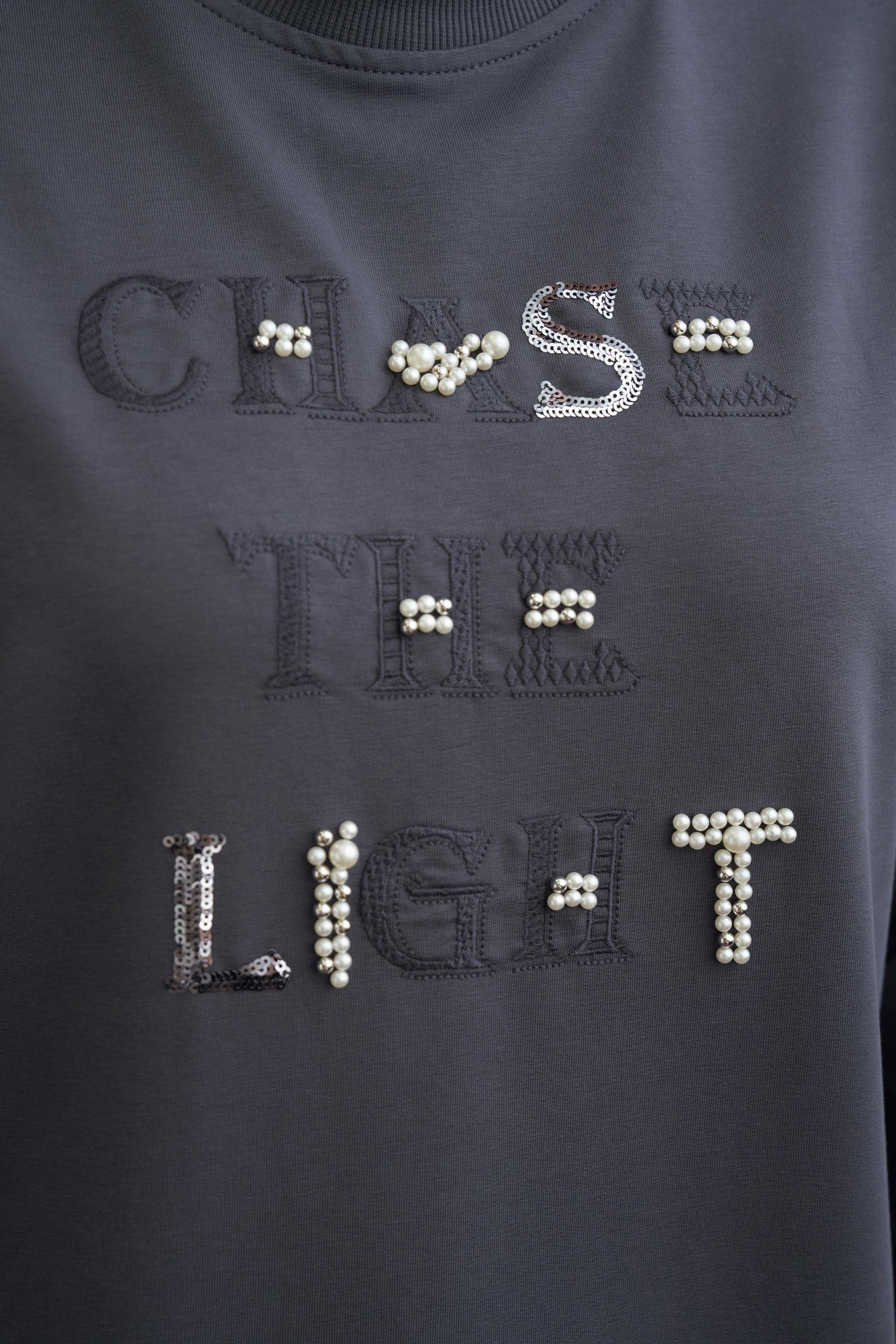 Antrasit-Nakışlı Pamuklu Tunik