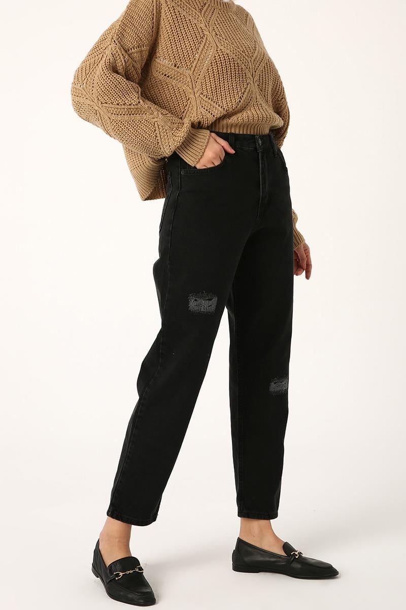 Jeanshose aus anthrazitfarbener Baumwolle